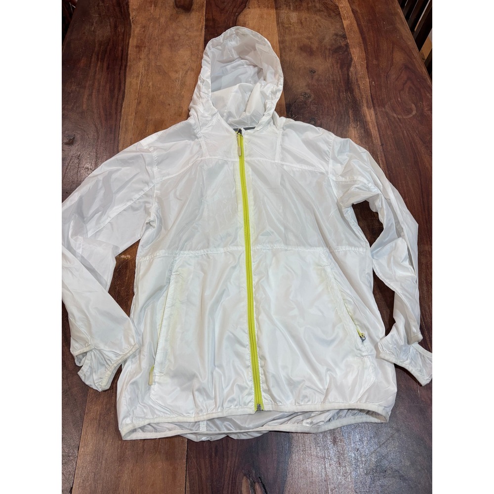 KYODAN OUTDOOR windbreaker jacket women medium white neon lime zip hood